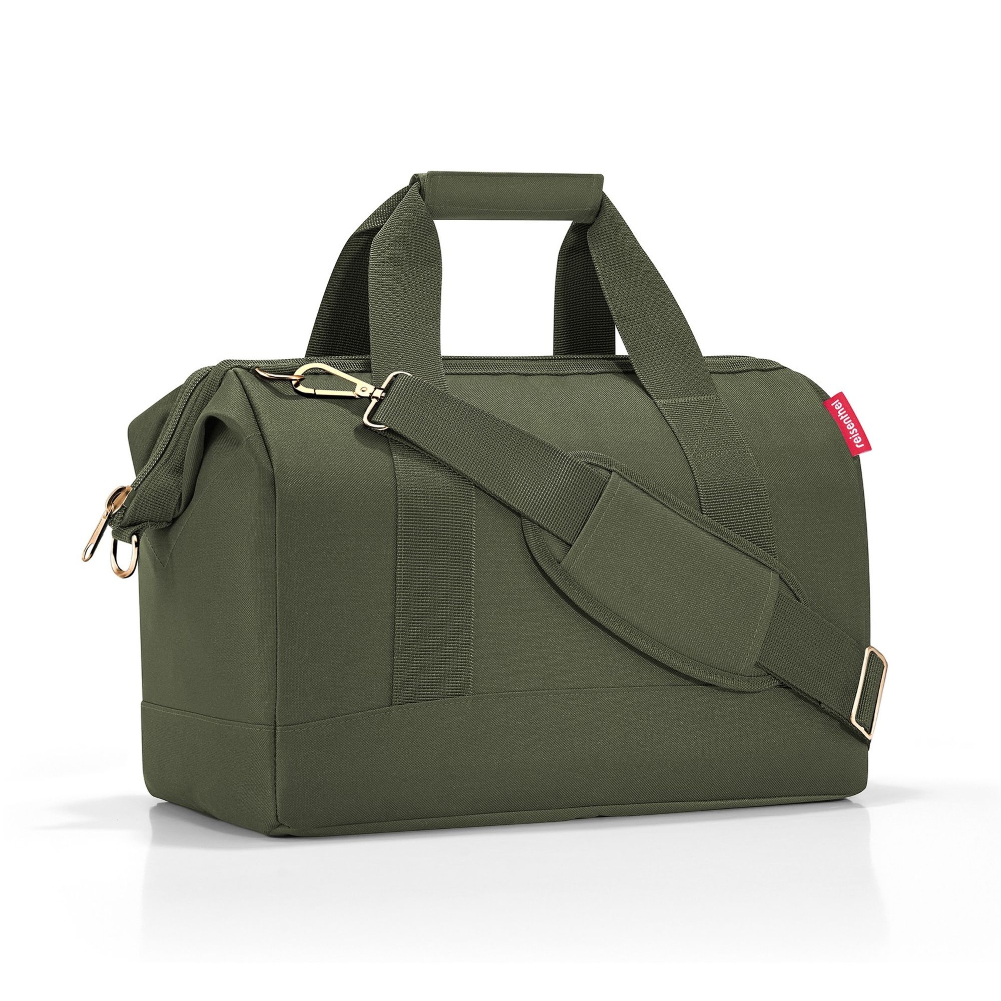 Olive green travel bag with adjustable shoulder strap