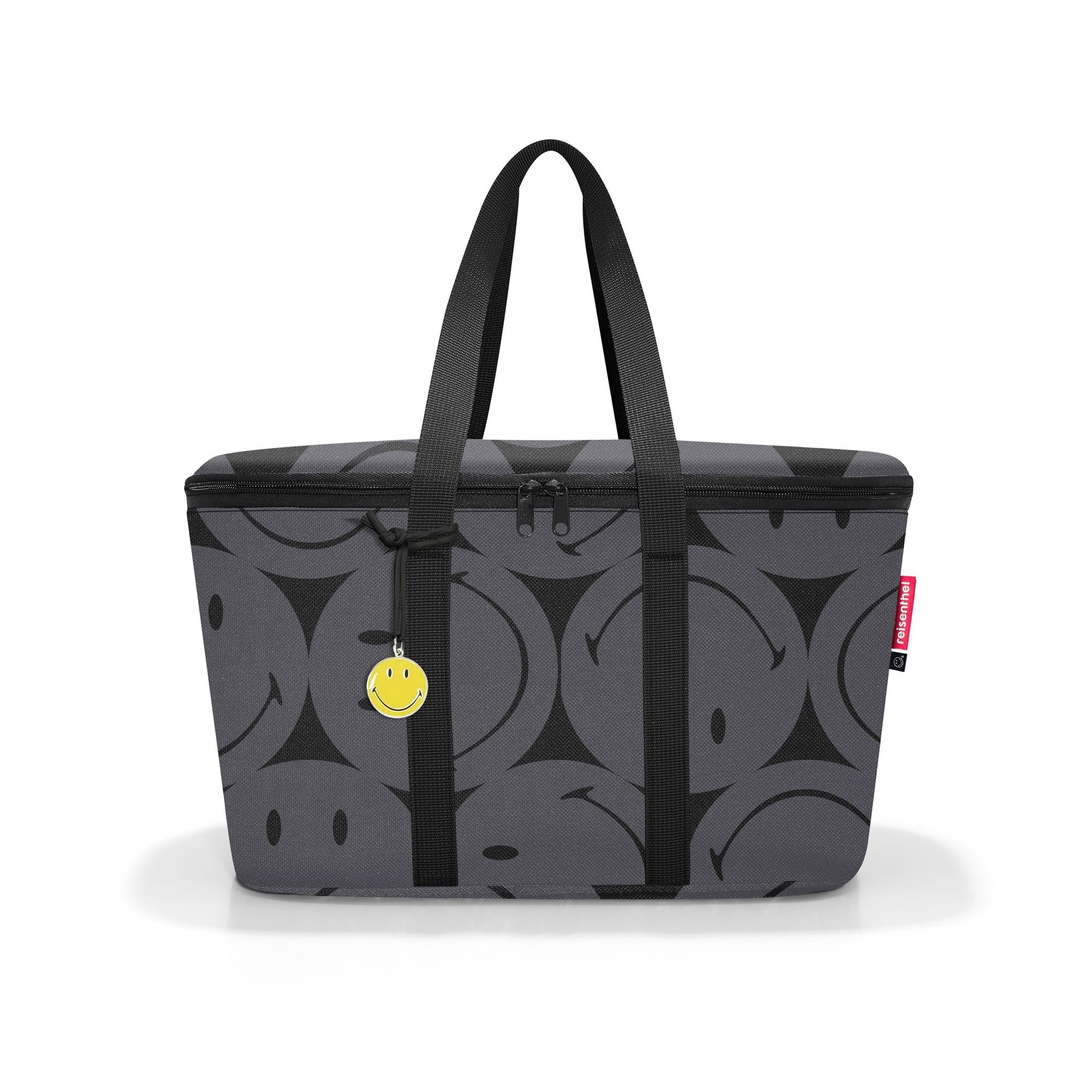 Reisenthel grey insulated cooler bag with smiley print