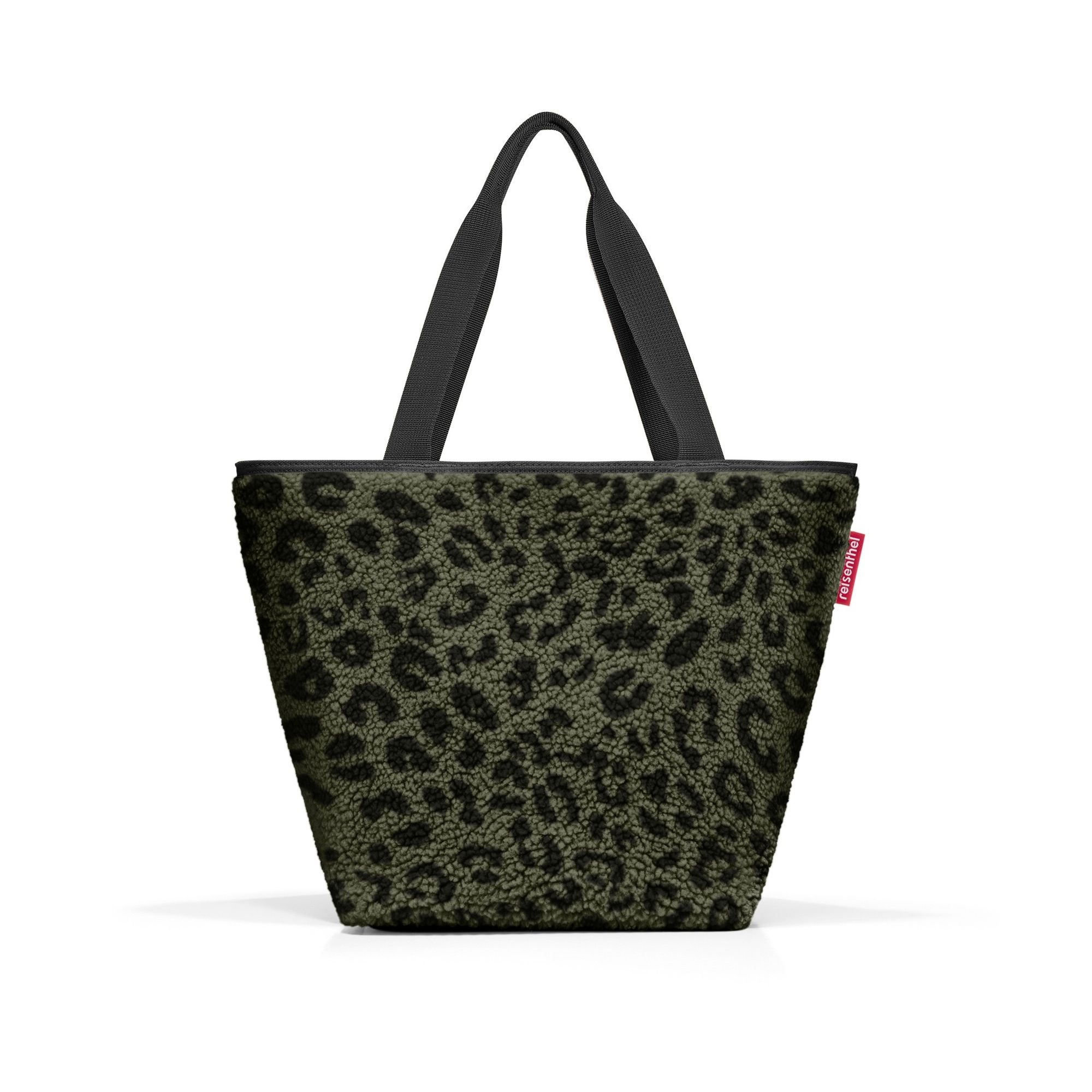 Bag with teddy fur and leopard print in khaki