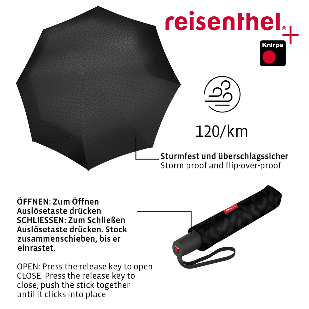 reisenthel - umbrella pocket duomatic - signature black hot print reisenthel - umbrella pocket duomatic - signature black hot print