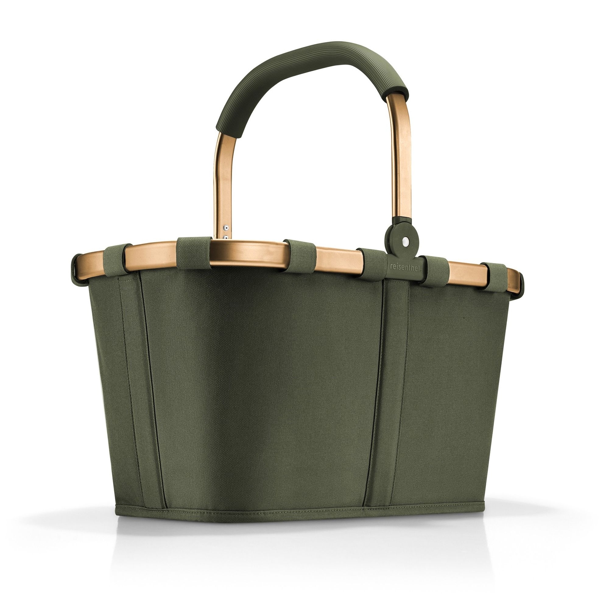 Sturdy olive green shopping and picnic basket