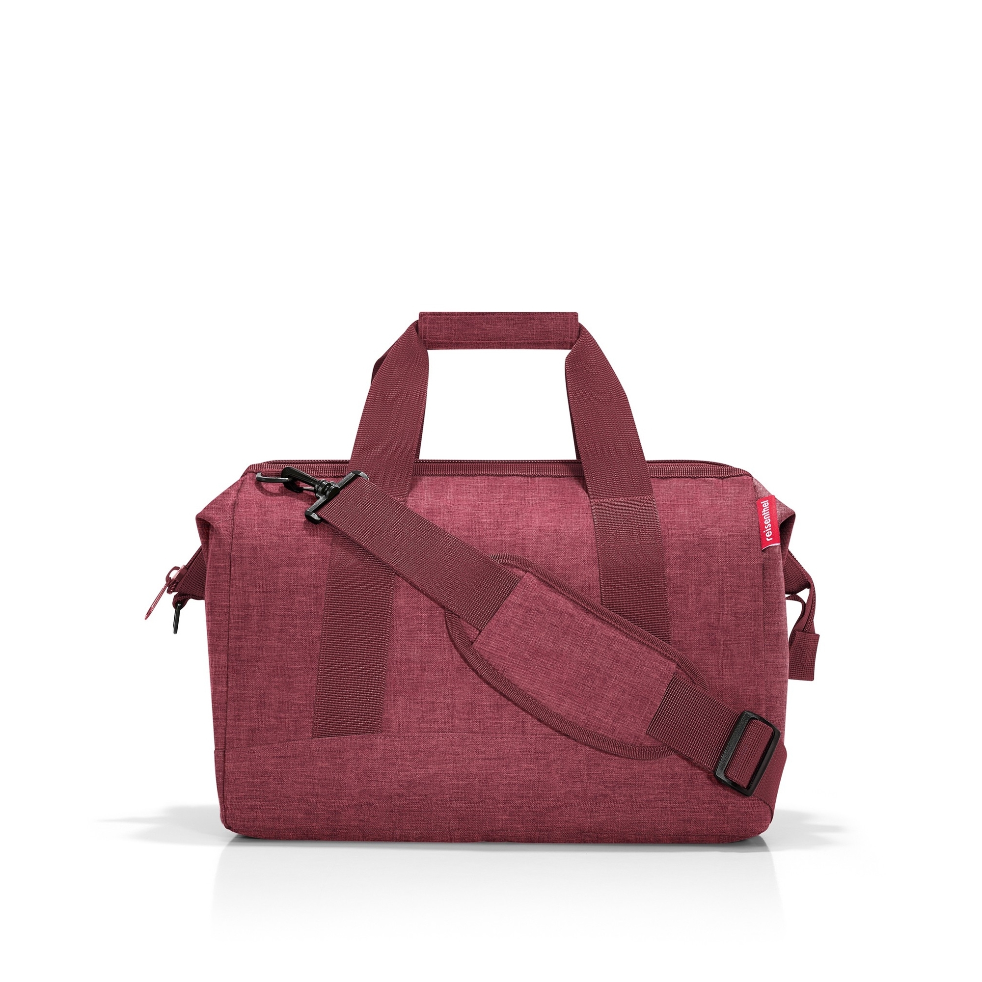Burgundy travel bag with adjustable strap