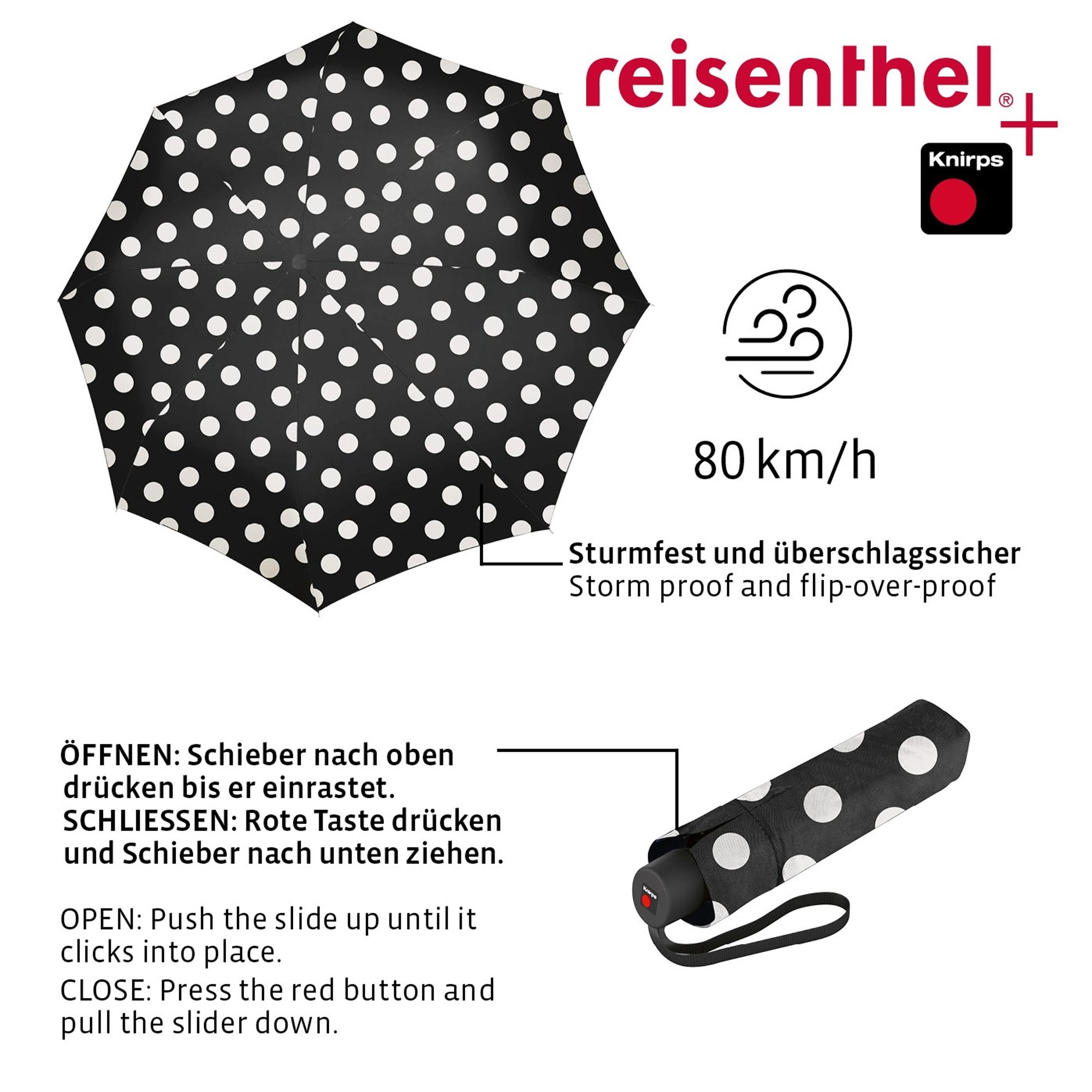 reisenthel - umbrella pocket classic - dots white reisenthel - umbrella pocket classic - dots white