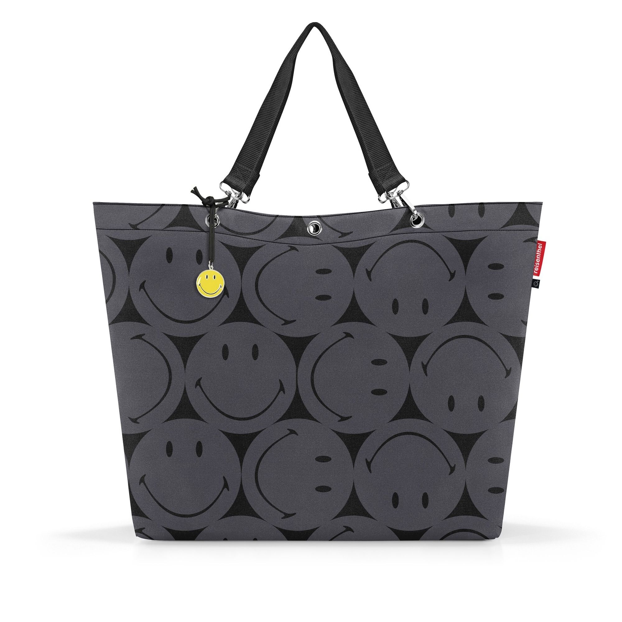 Reisenthel shopper bag with black smileys on grey