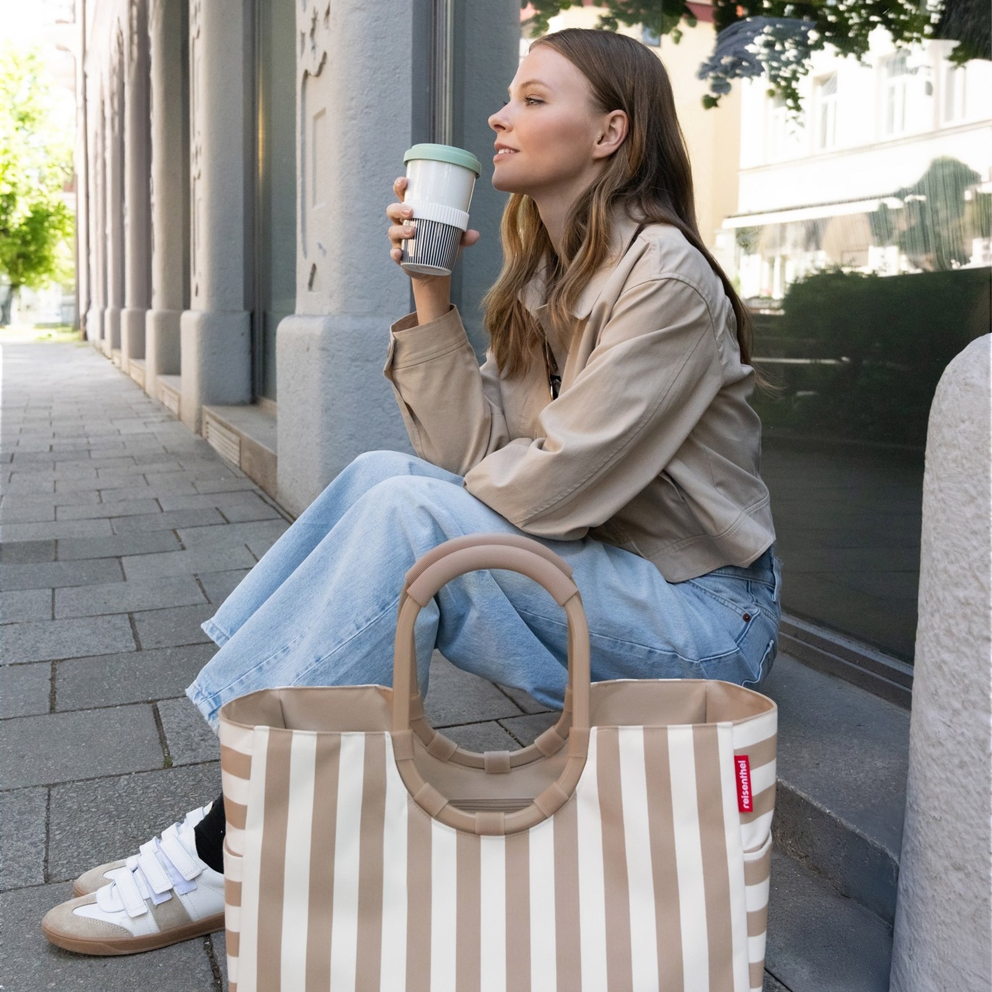 reisenthel - loopshopper L - summerstripes coffee