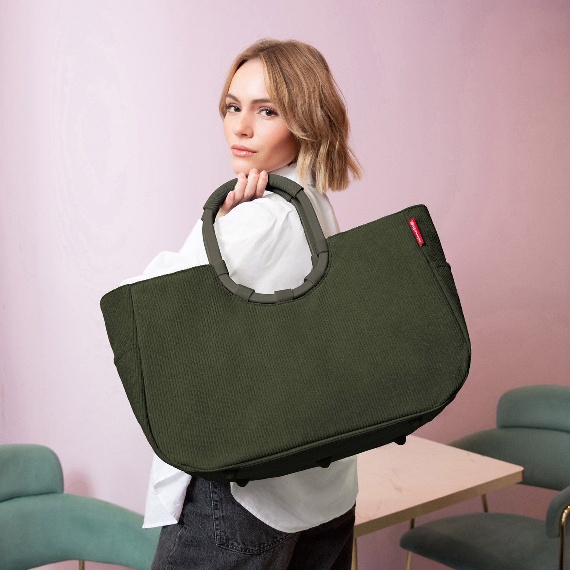 reisenthel - loopshopper L - cord dark matcha