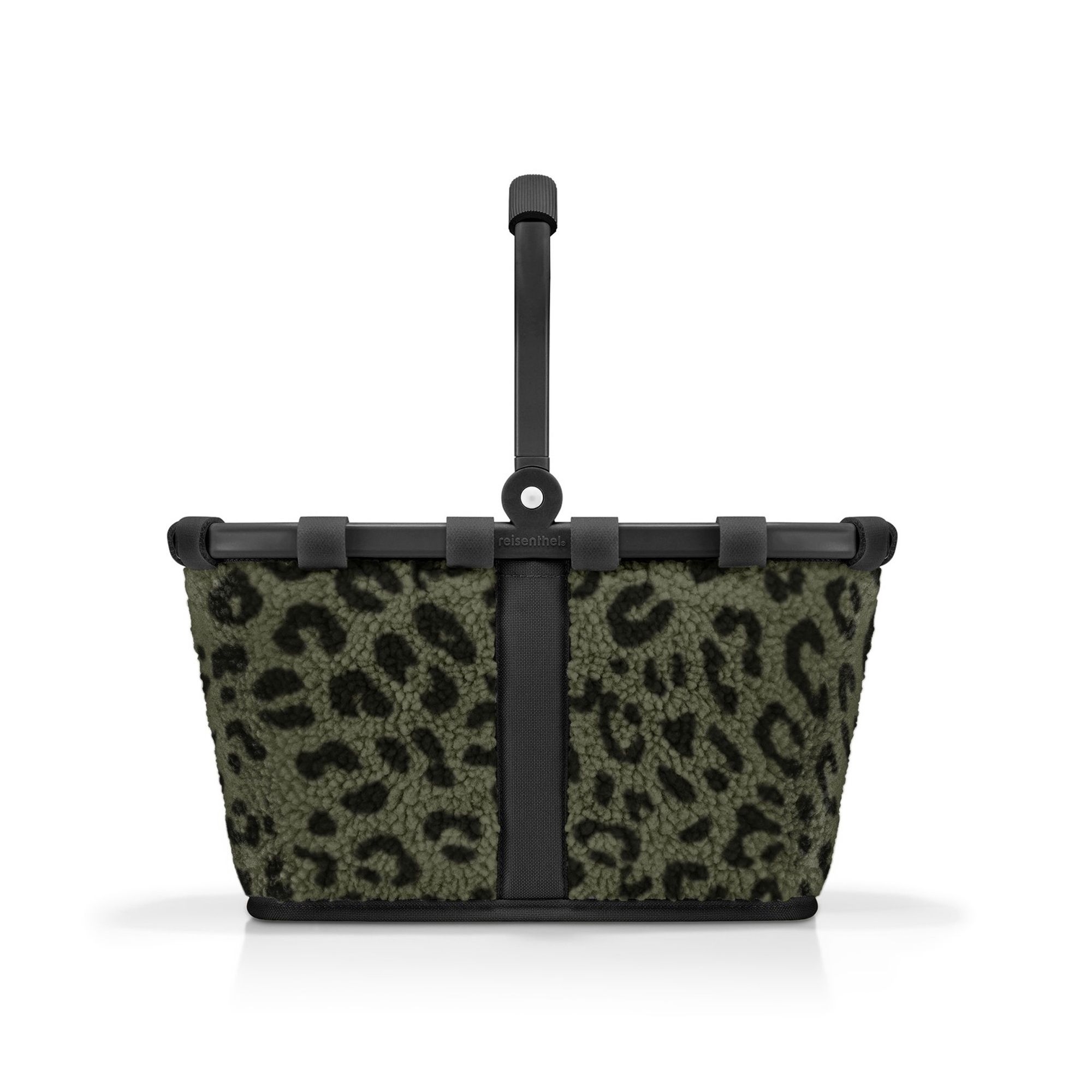Green shopping basket with leopard print