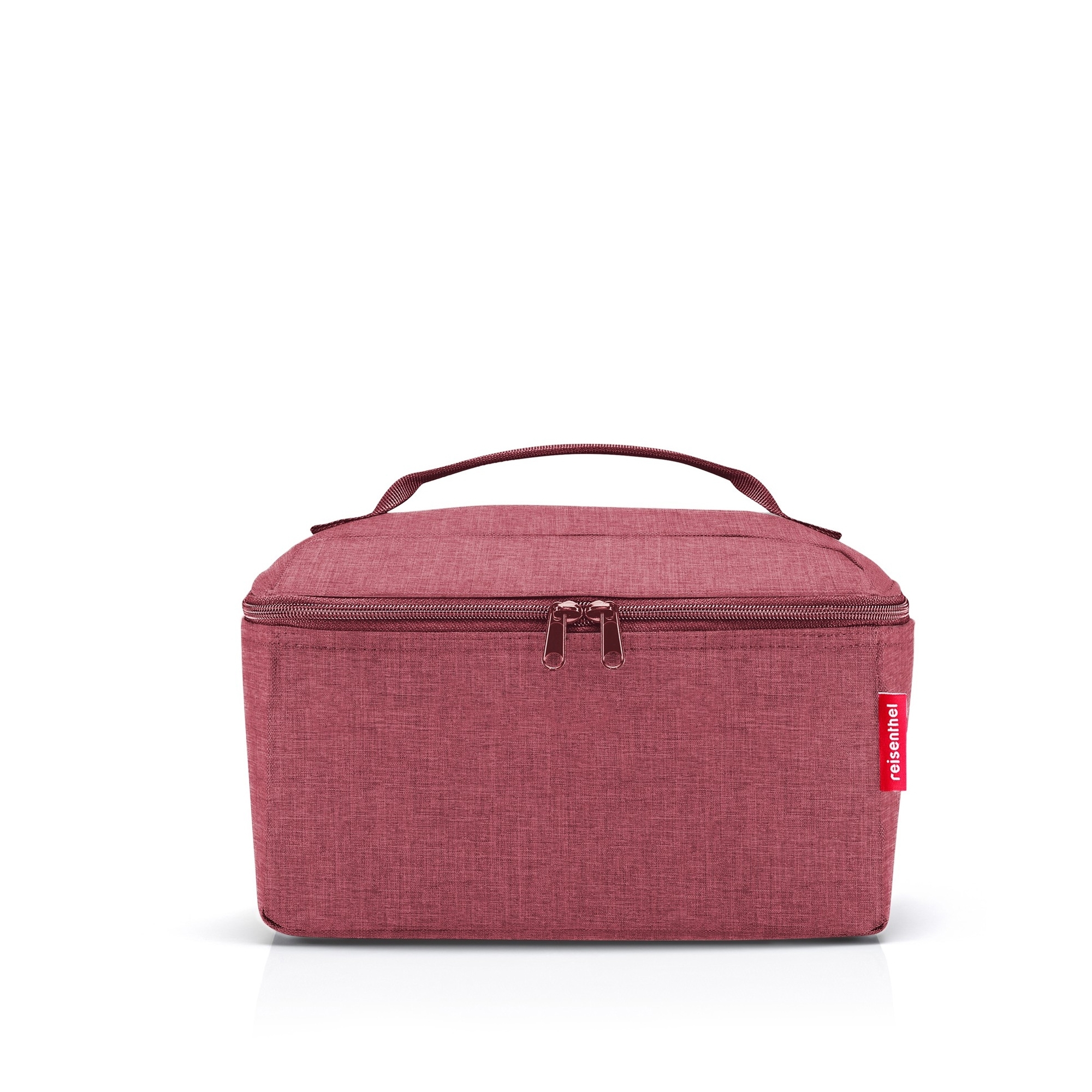 Travel toiletry bag in burgundy with handle