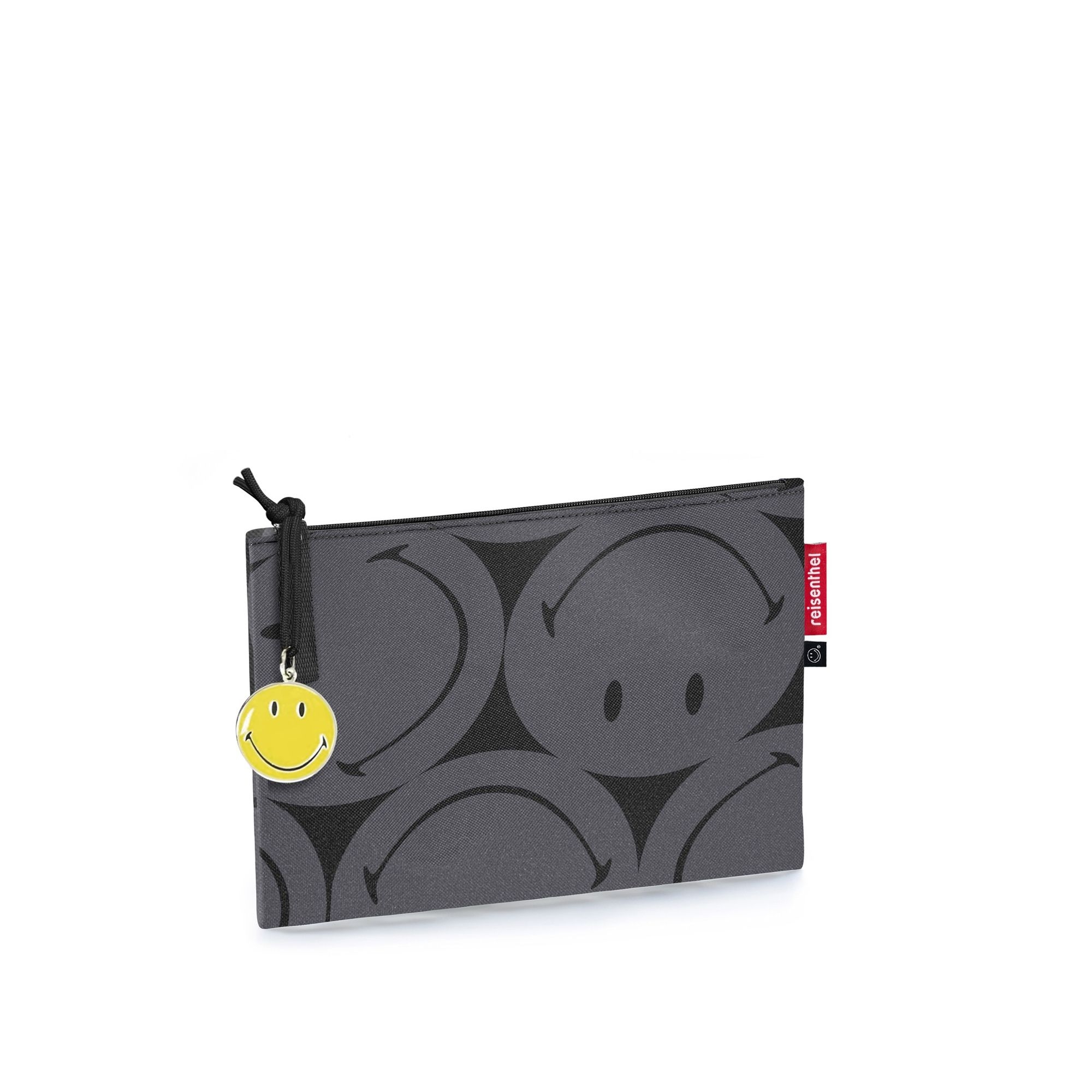 Reisenthel pouch with smiley charm grey black