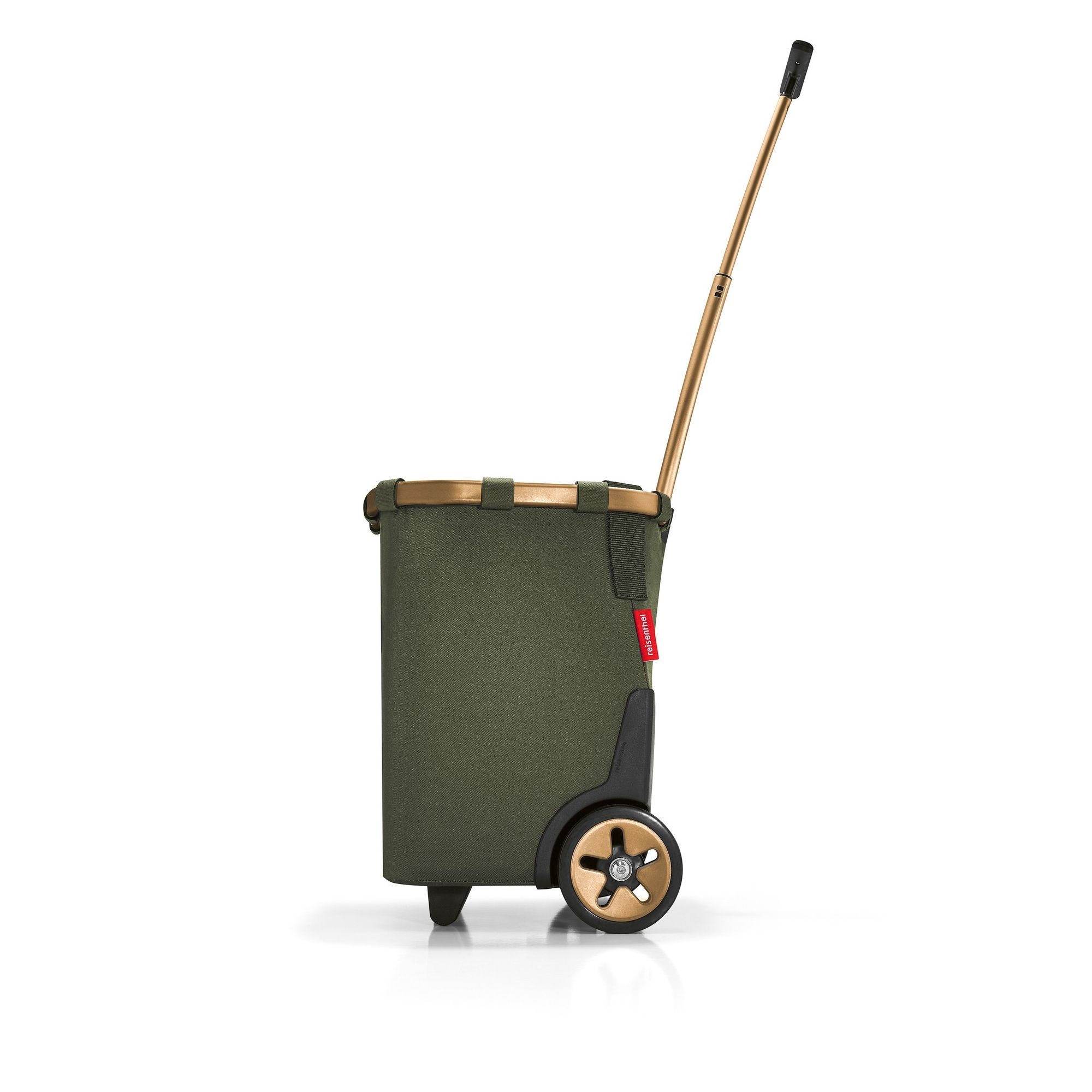 Green shopping trolley with two wheels