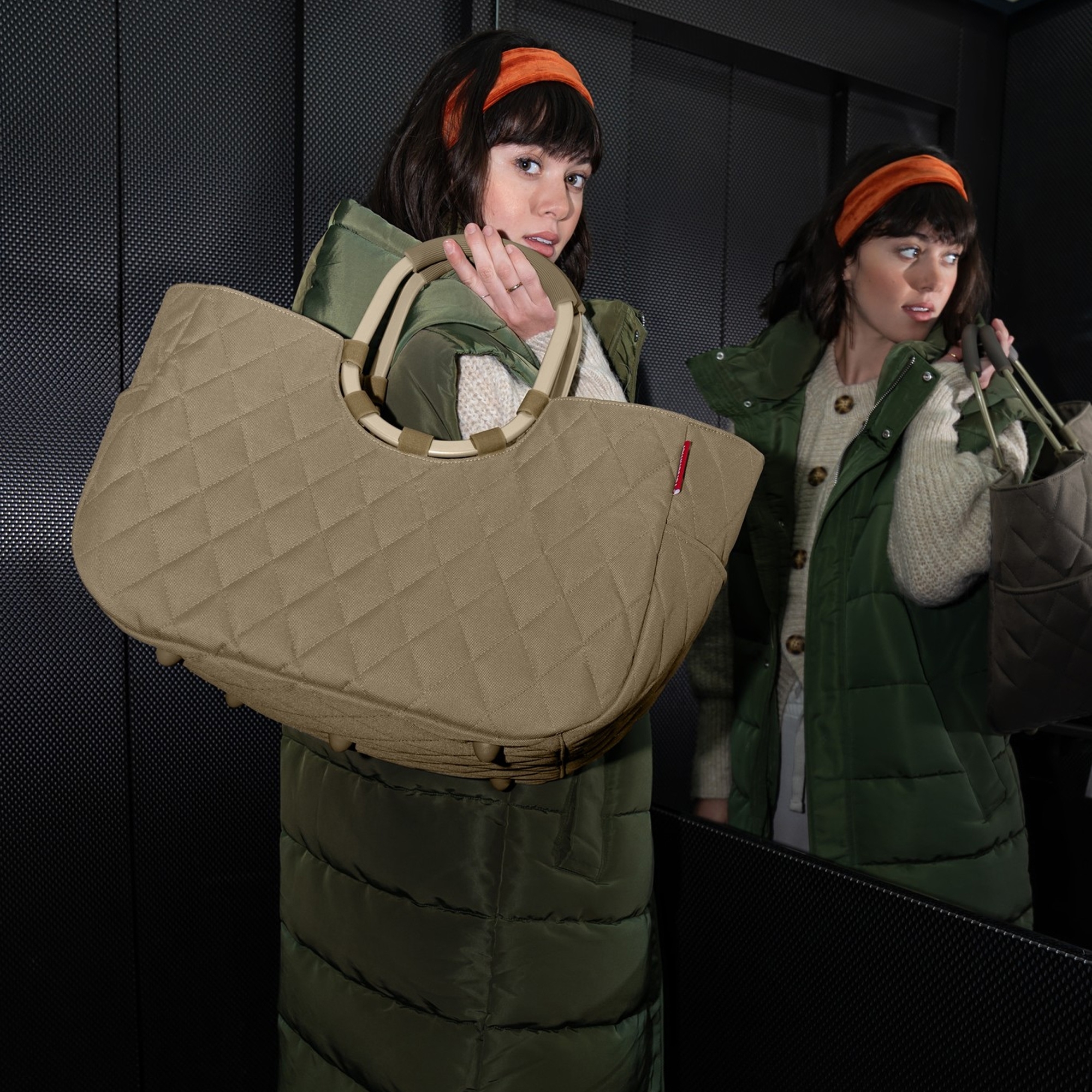 reisenthel - loopshopper L - frame rhombus olive reisenthel - loopshopper L - frame rhombus olive