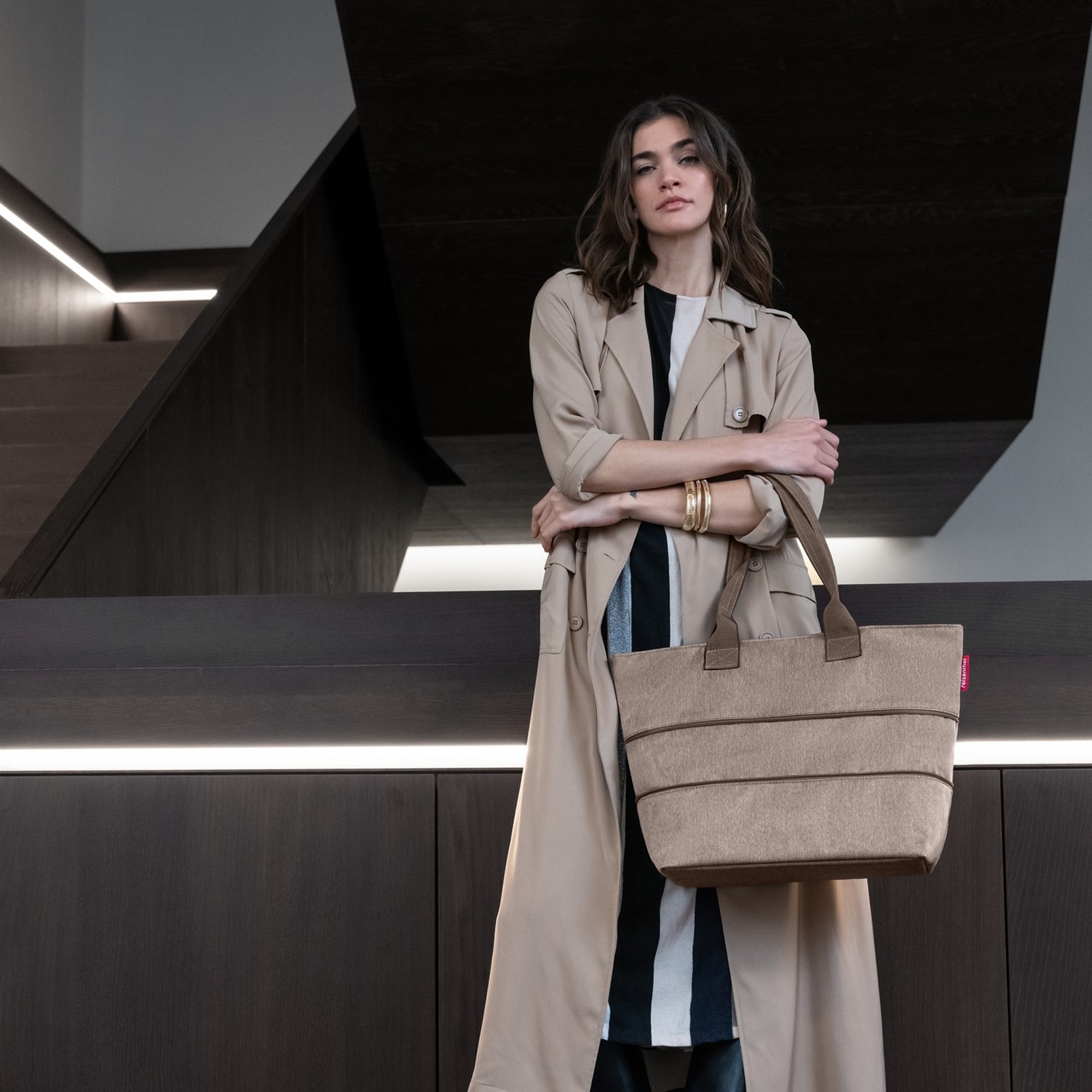 reisenthel - shopper e1 - herringbone mokka